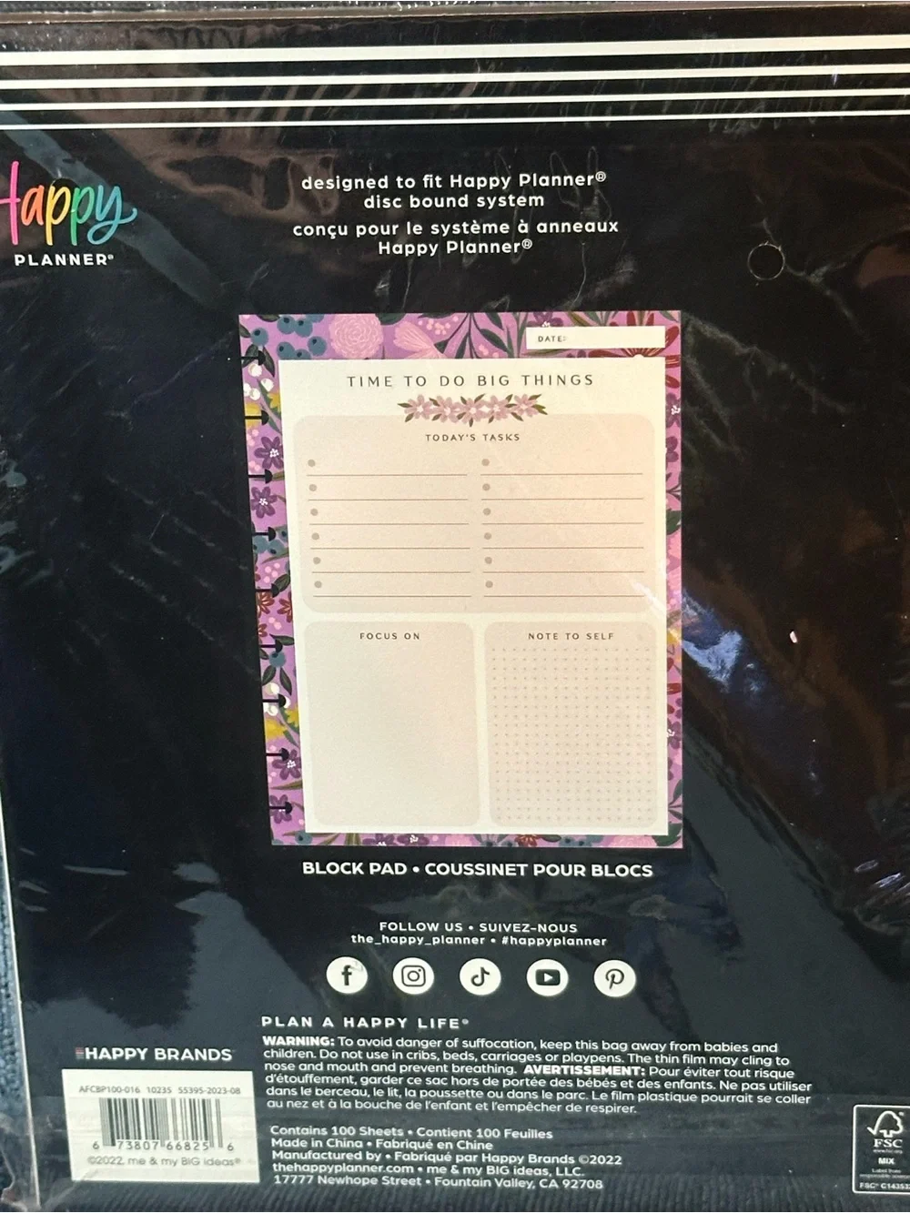 Happy Planner Made to Bloom Classic Block Paper Pad - 100 sheets